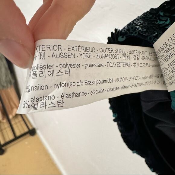 Zara Green Sequined Ruffled Sleeve Mini Dress Blogger Favorite XS - Picture 4 of 11